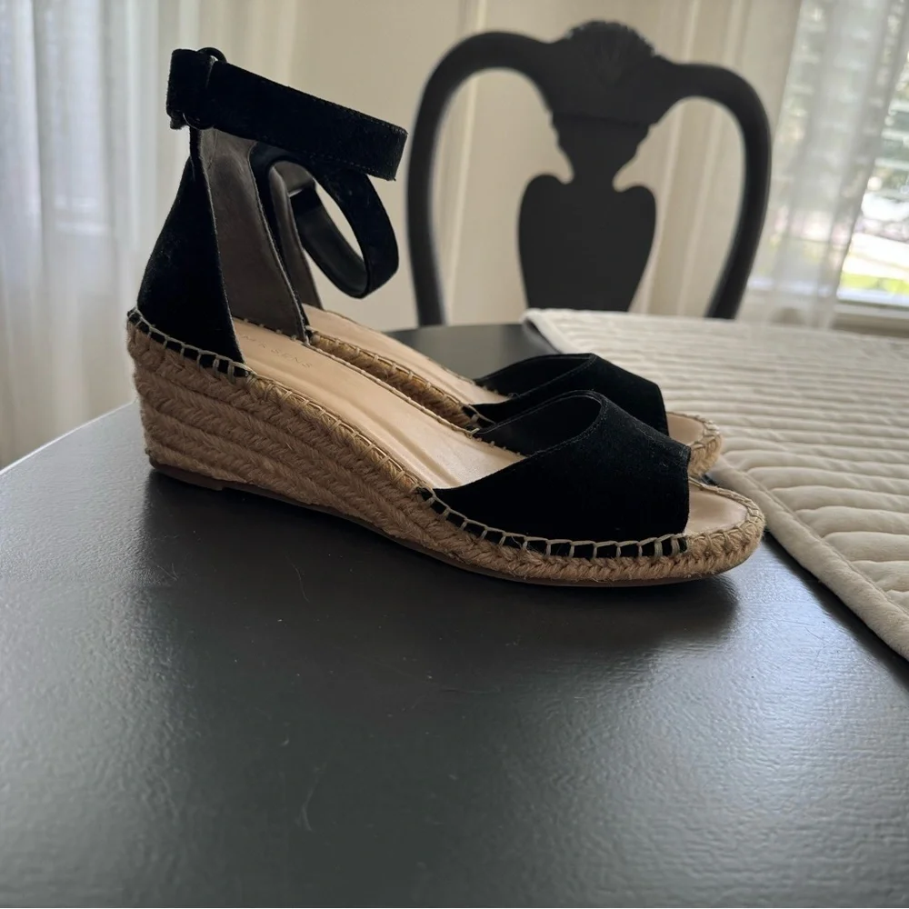 Black Espadrille Ankle-Strap Wedges - Women
